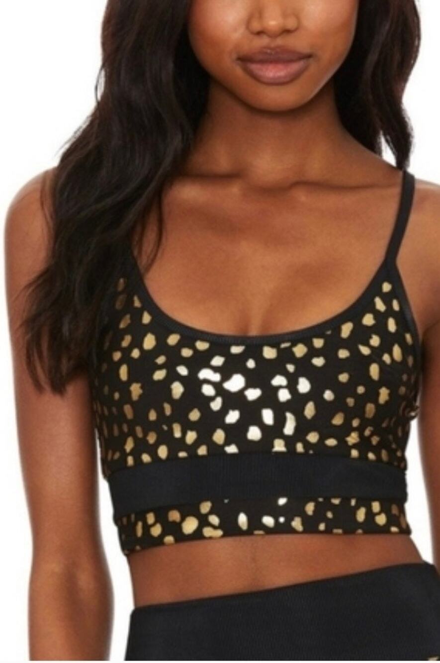 Beach Riot Eva Black Gold Bikini Top S NWT